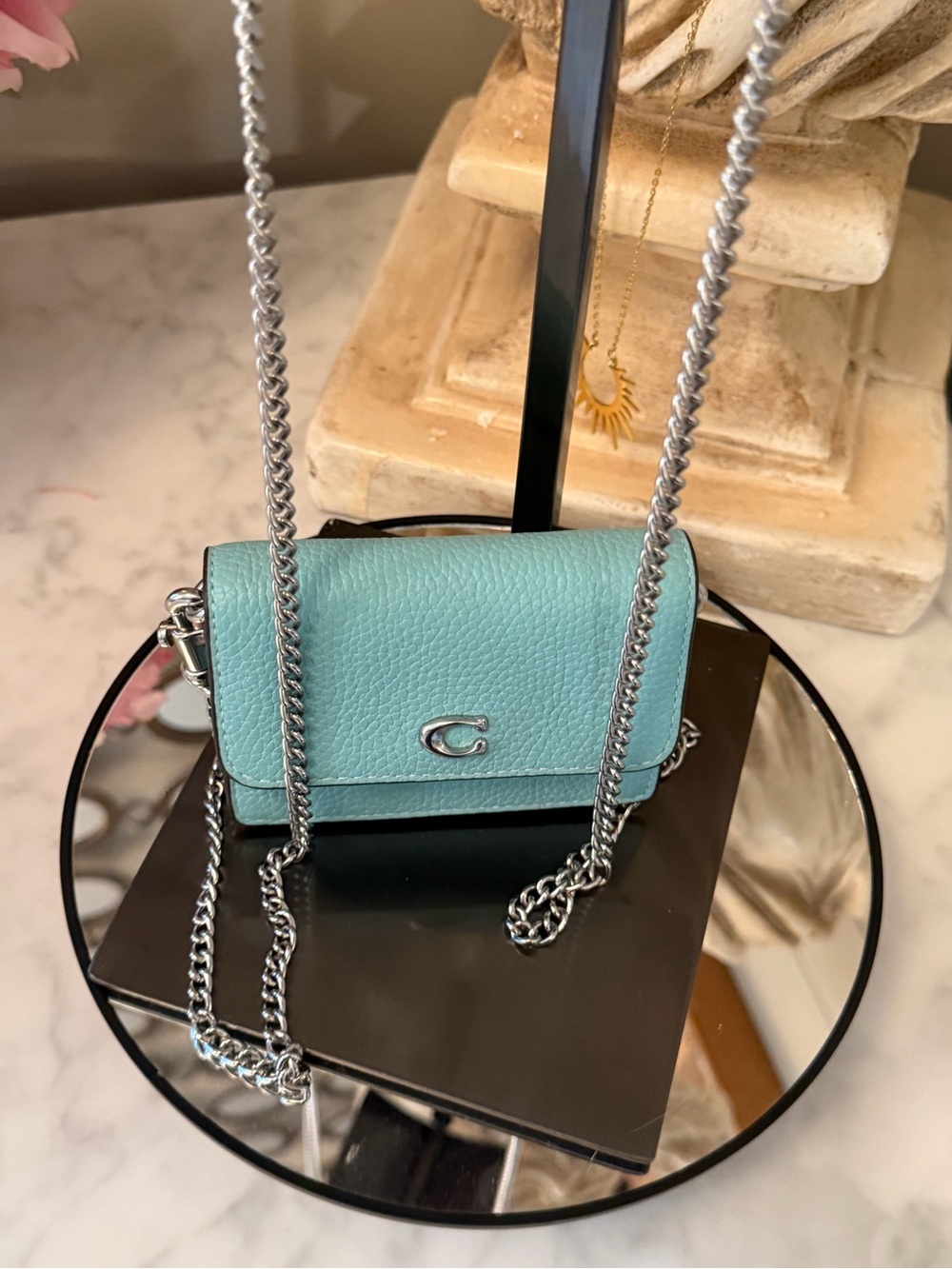 Coach Pebble Leather Mini Crossbody - Aqua Blue like new - Picture 17 of 17